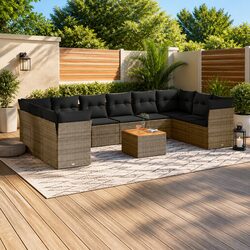 11 Piece Grey Modular Garden Sofa Set for Outdoor Use
