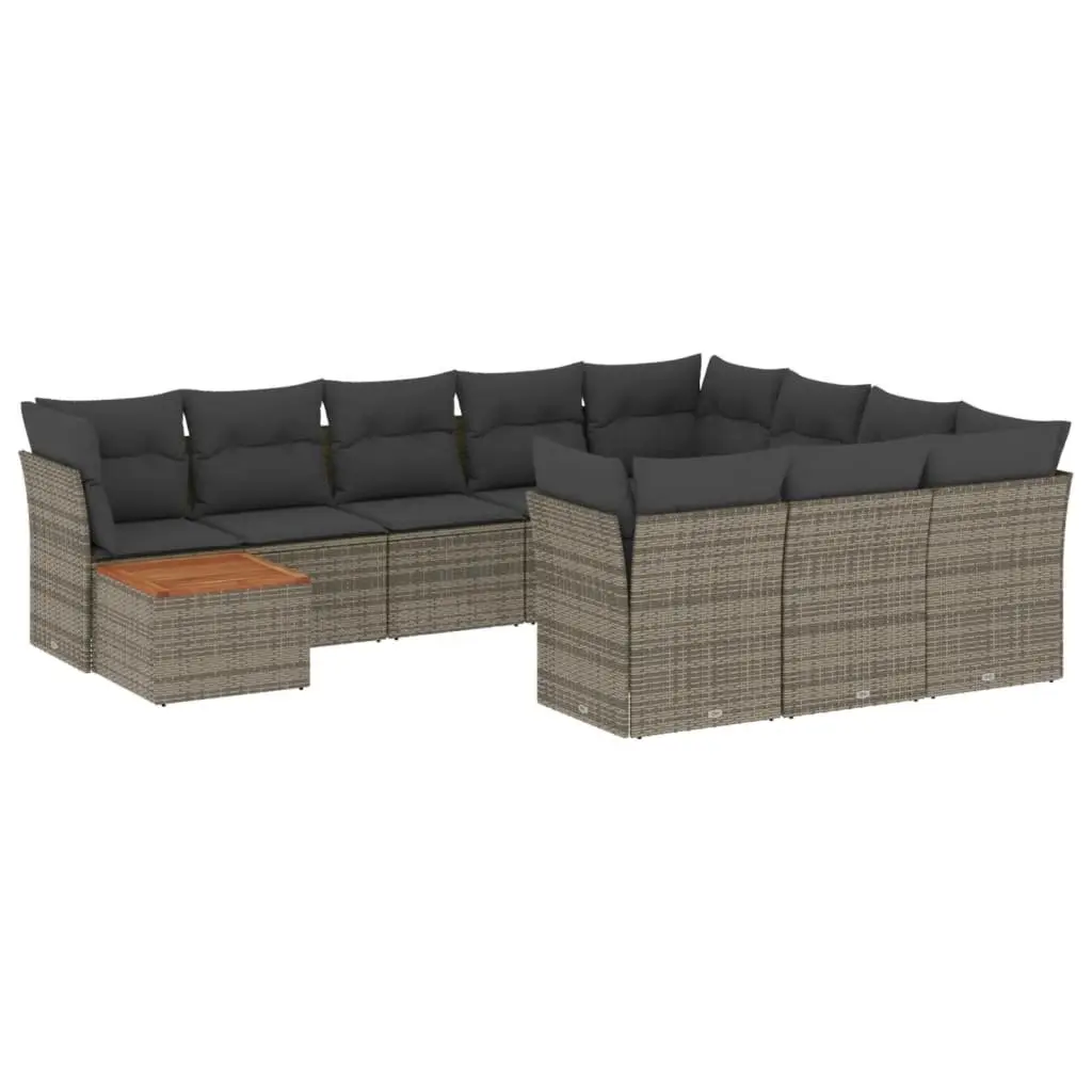 Garden Sofa Set PE Rattan 11 Piece Grey Outdoor Furniture Patio Seating