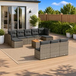 Practical 11-Piece Grey Garden Sofa Set for Any Space