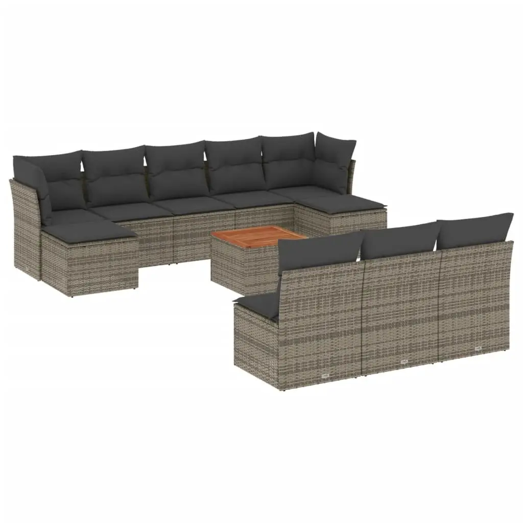 Garden Sofa Set 11 Piece Grey Poly Rattan Outdoor Furniture Patio Lounge with