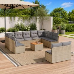12-Piece Beige Patio Sofa Set for Outdoor Relaxation