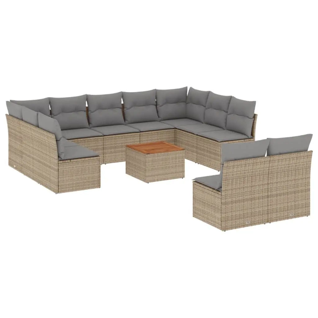 Garden Sofa Set PE Rattan 12 Piece Modular Outdoor Furniture Patio Beige