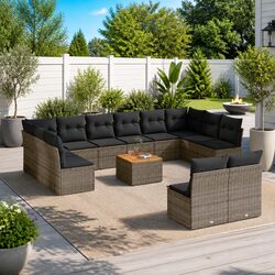 Functional 13 Piece Grey Outdoor Sofa Set for Entertaining