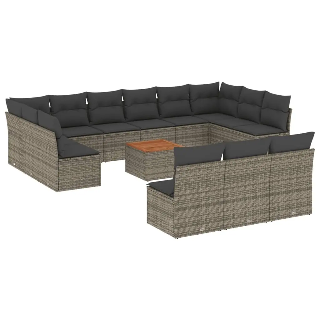 Garden Sofa Set 14 Piece Outdoor Furniture Grey Poly Rattan Patio Seating
