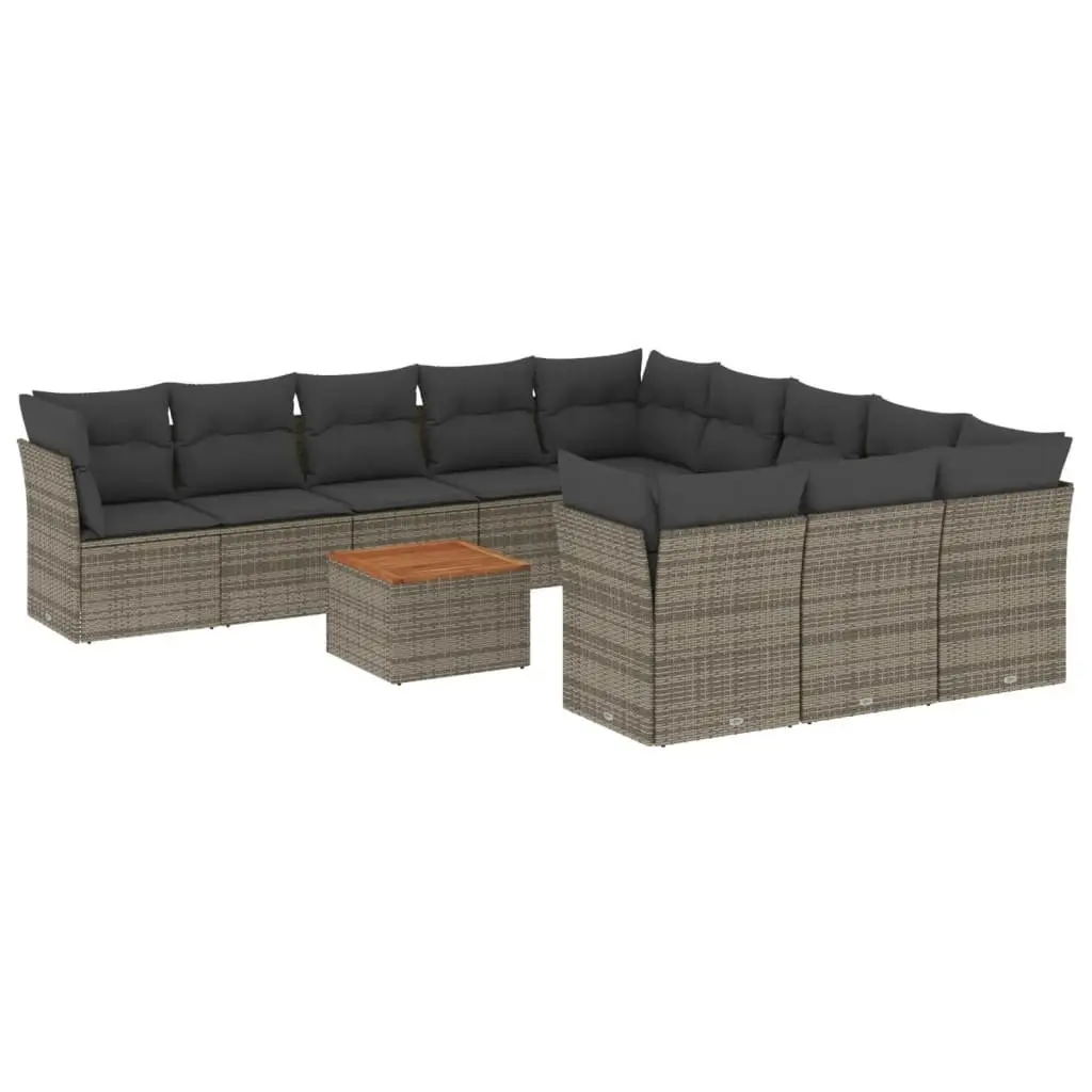 12 Piece Garden Sofa Set Grey Poly Rattan Outdoor Furniture Patio Lounge