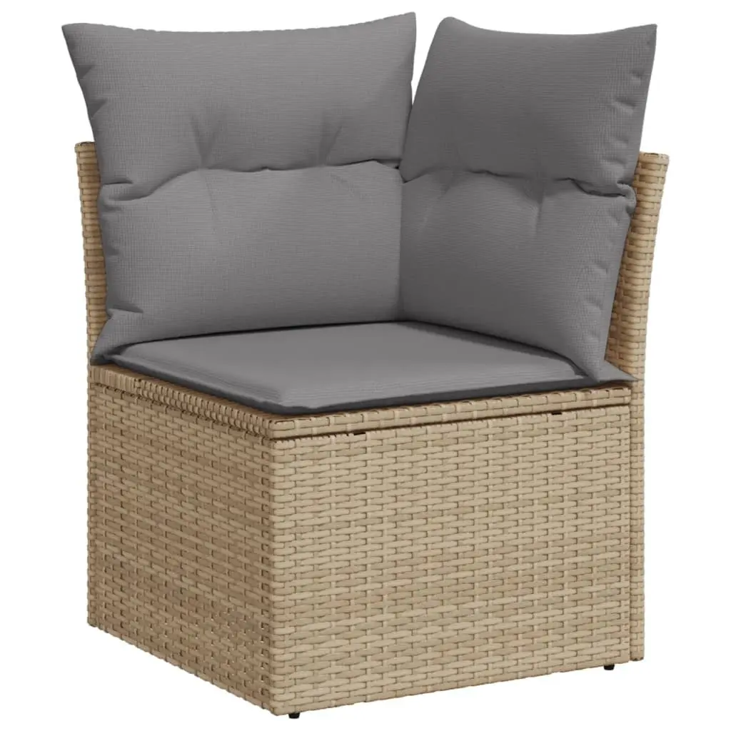 Garden Sofa Set 12 Piece Outdoor Furniture Beige Poly Rattan Patio Seating with