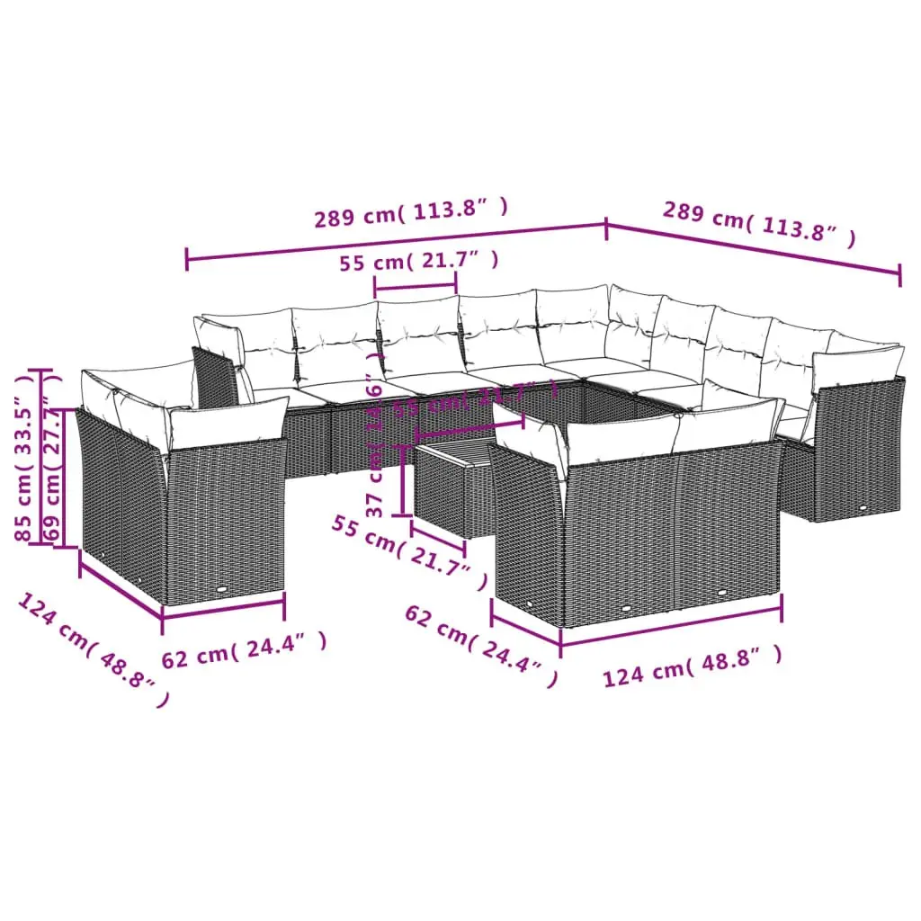 14 Piece Garden Sofa Set for Relaxation