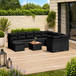 Practical 11 Piece Black Patio Sofa Set for Your Home