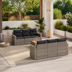 7 Piece Garden Sofa Set with Storage Cushions Grey Outdoor Furniture Patio