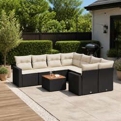 Versatile 9-Piece Black Garden Sofa Set for Any Space
