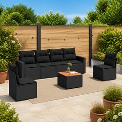 Functional 7 Piece Black Outdoor Sofa Set with Storage