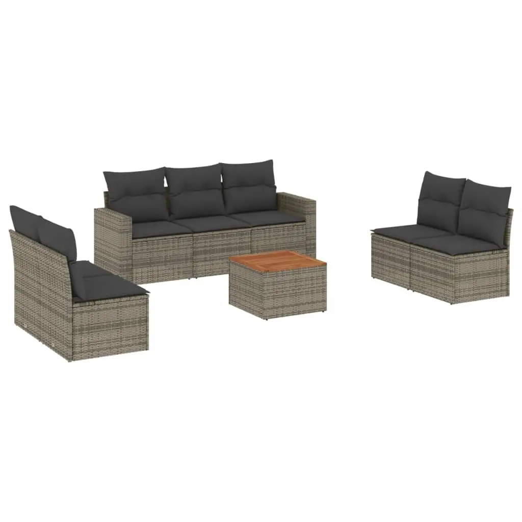 Garden Sofa Set 8 Piece Outdoor Furniture Grey Poly Rattan Patio Seating with