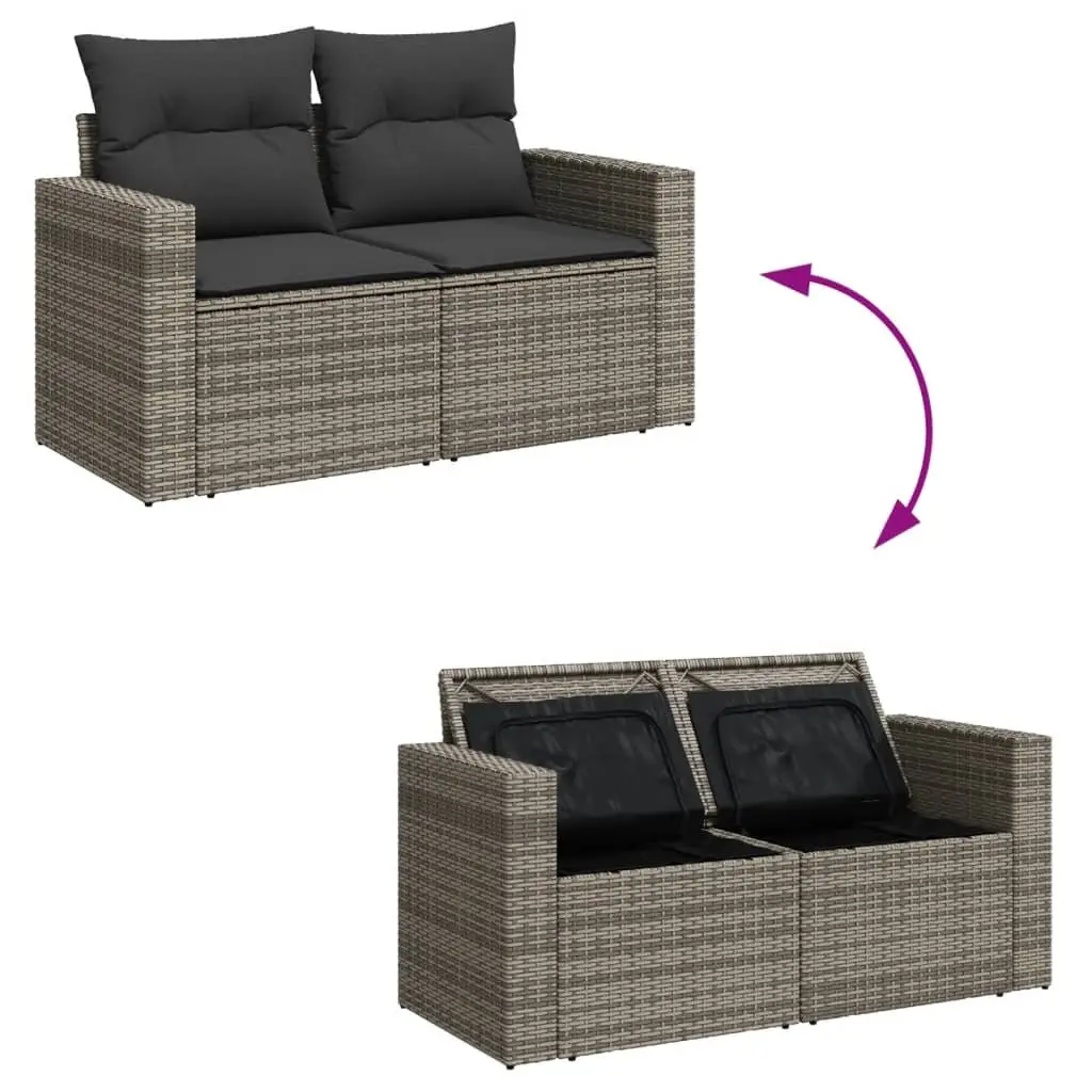 7 Piece Garden Sofa Set Grey Poly Rattan Outdoor Furniture Patio Sectional