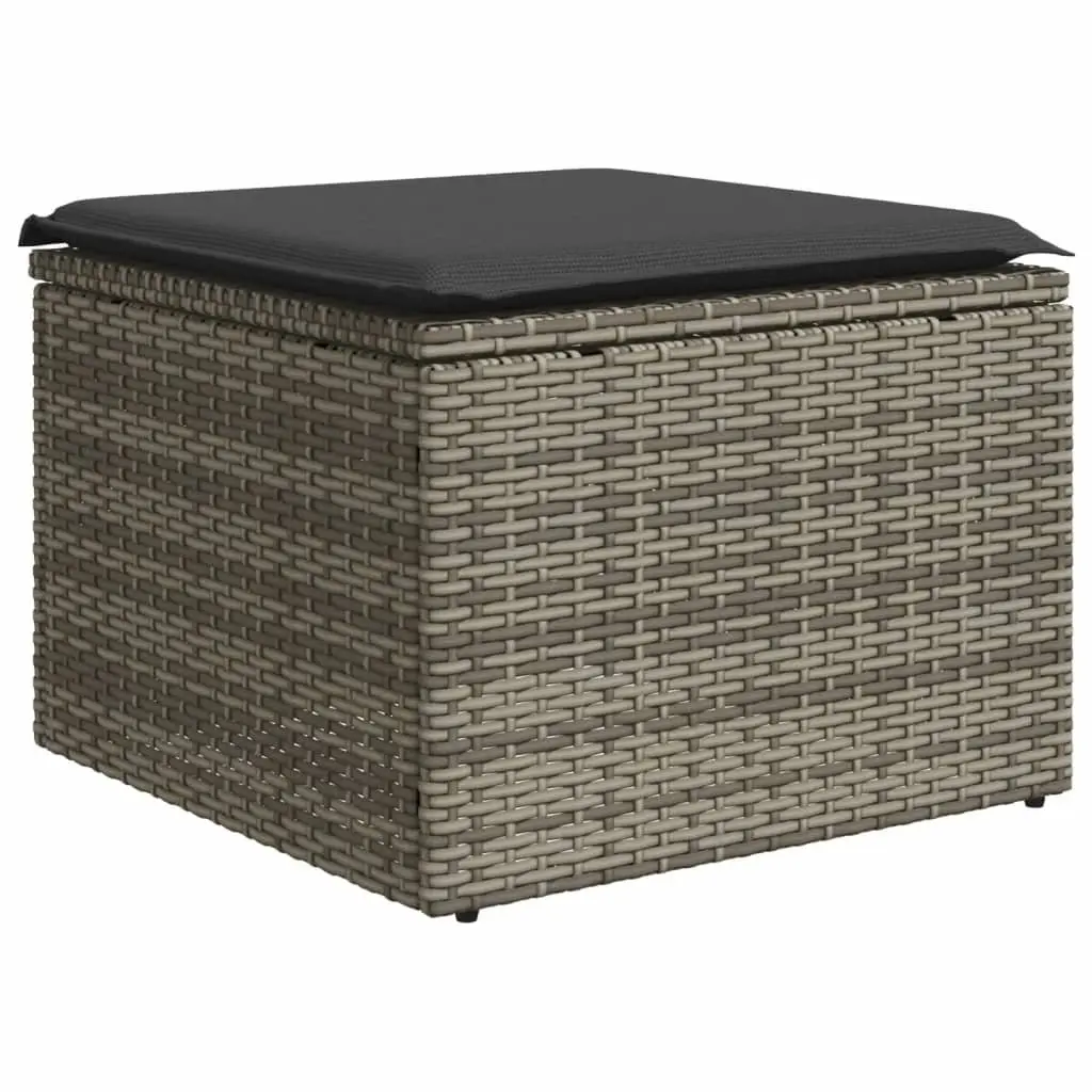 7 Piece Garden Sofa Set Grey Poly Rattan Outdoor Furniture with Storage Cushions