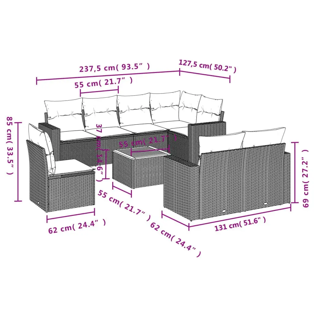 9-Piece Garden Sofa Set for Outdoor Use