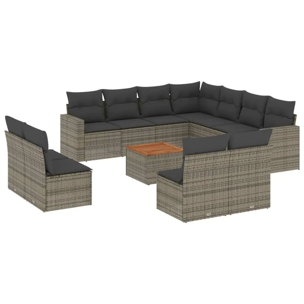Garden Sofa Set 12 Piece Outdoor Furniture Grey Poly Rattan Modular Patio