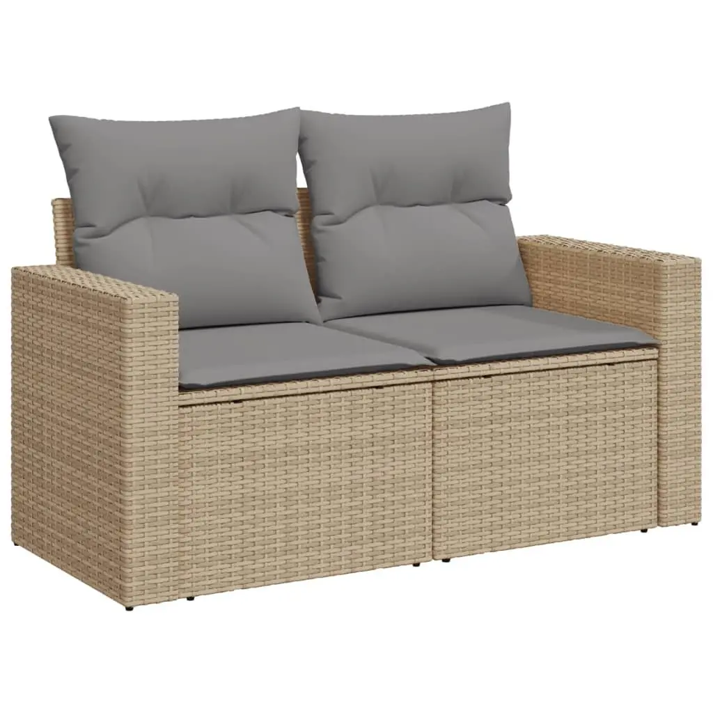 Garden Sofa Set 10 Piece Outdoor Furniture Beige Poly Rattan Patio Lounge with