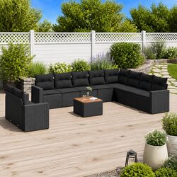 Versatile 11-Piece Modular Black Outdoor Sofa Set