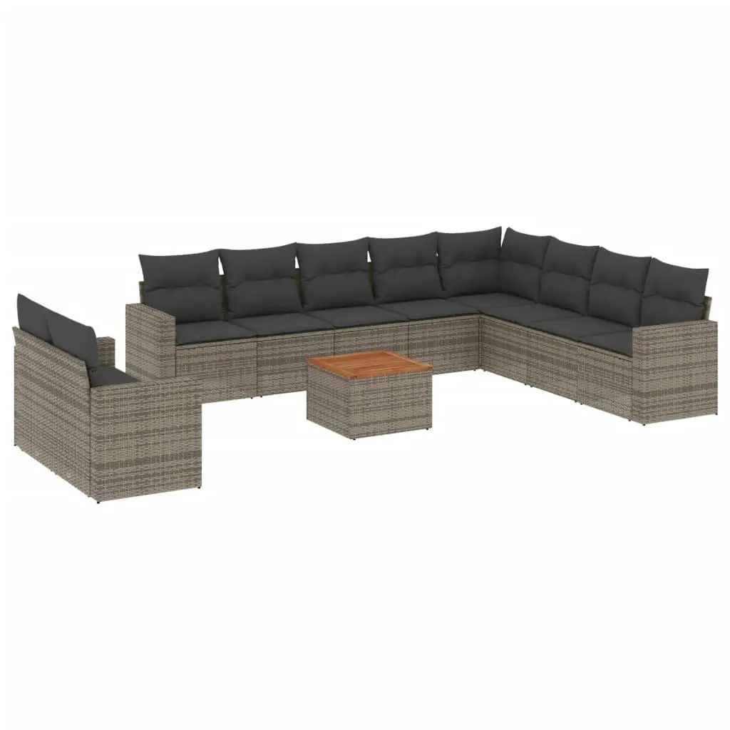 11 Piece Garden Sofa Set Poly Rattan Grey Outdoor Furniture Patio Lounge
