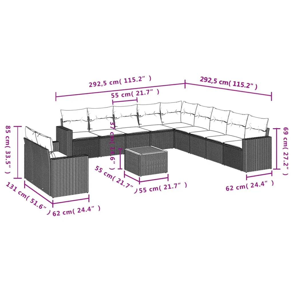 12 Piece Garden Sofa Set for Outdoor Use