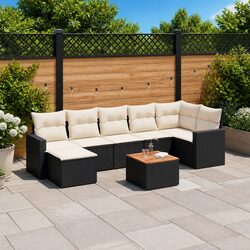 Garden Sofa Set 8 Piece Outdoor Furniture Black Poly Rattan Modular Lounge Patio