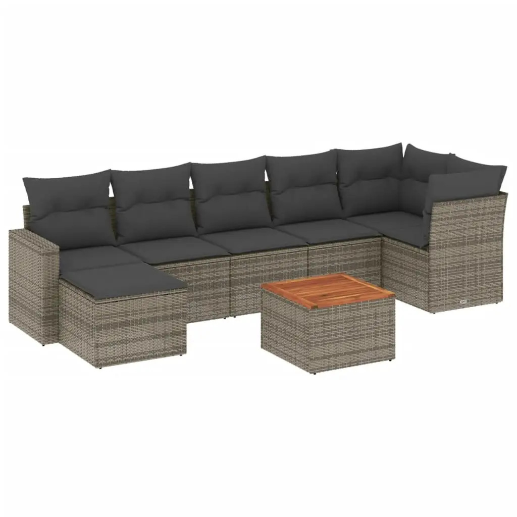 Garden Sofa Set Modular PE Rattan 8 Piece Outdoor Furniture Grey Patio Lounge