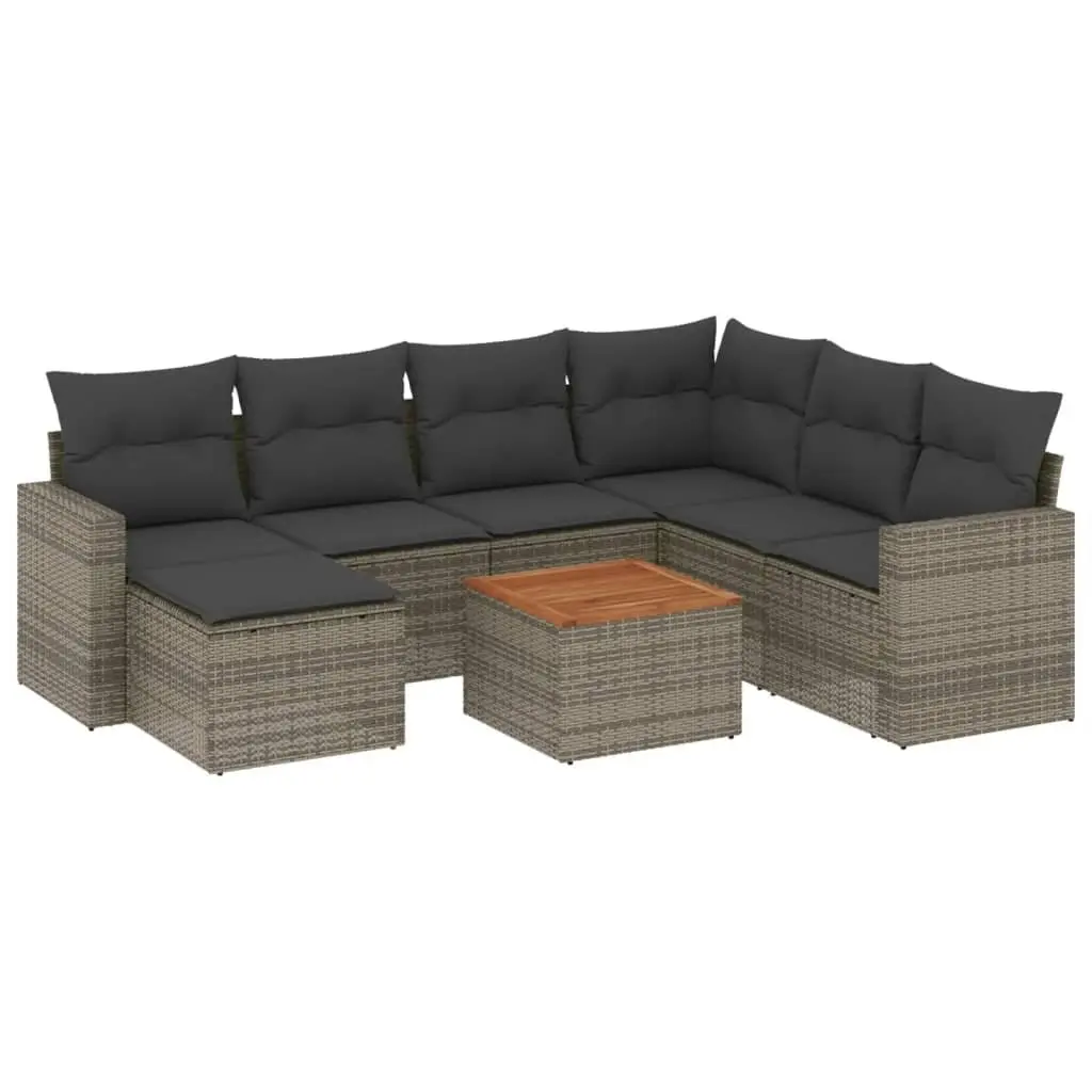 Garden Sofa Set 8 Piece Outdoor Furniture Grey Poly Rattan Modular Patio Lounge