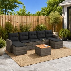 Practical 8 Piece Grey Garden Sofa Set for Relaxation