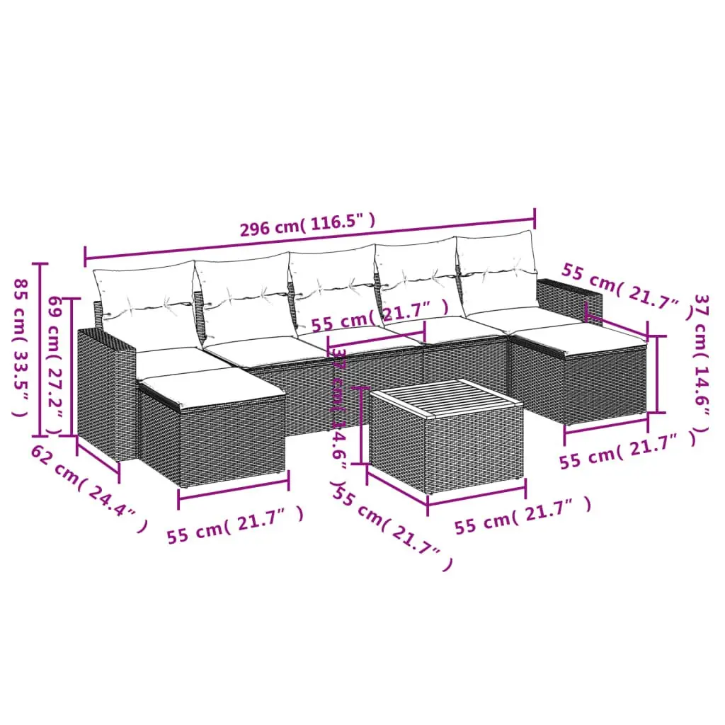 8 Piece Grey Garden Sofa Set for Relaxation