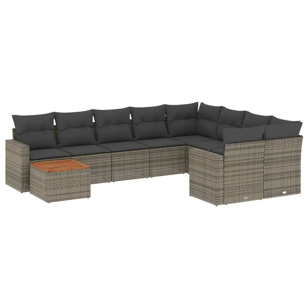 Garden Sofa Set Modular PE Rattan 10 Piece Outdoor Patio Furniture Grey