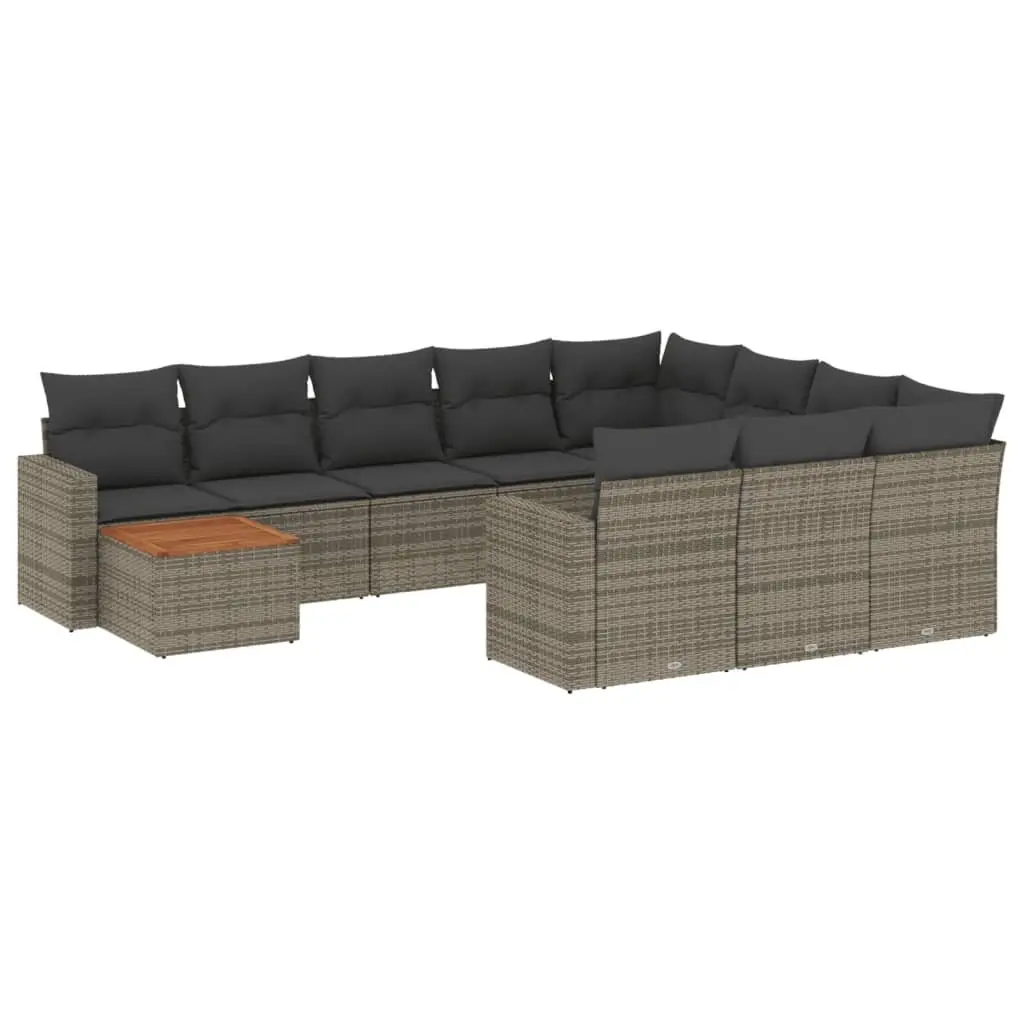 Garden Sofa Set 11 Piece Outdoor Furniture Patio Lounge Grey Poly Rattan