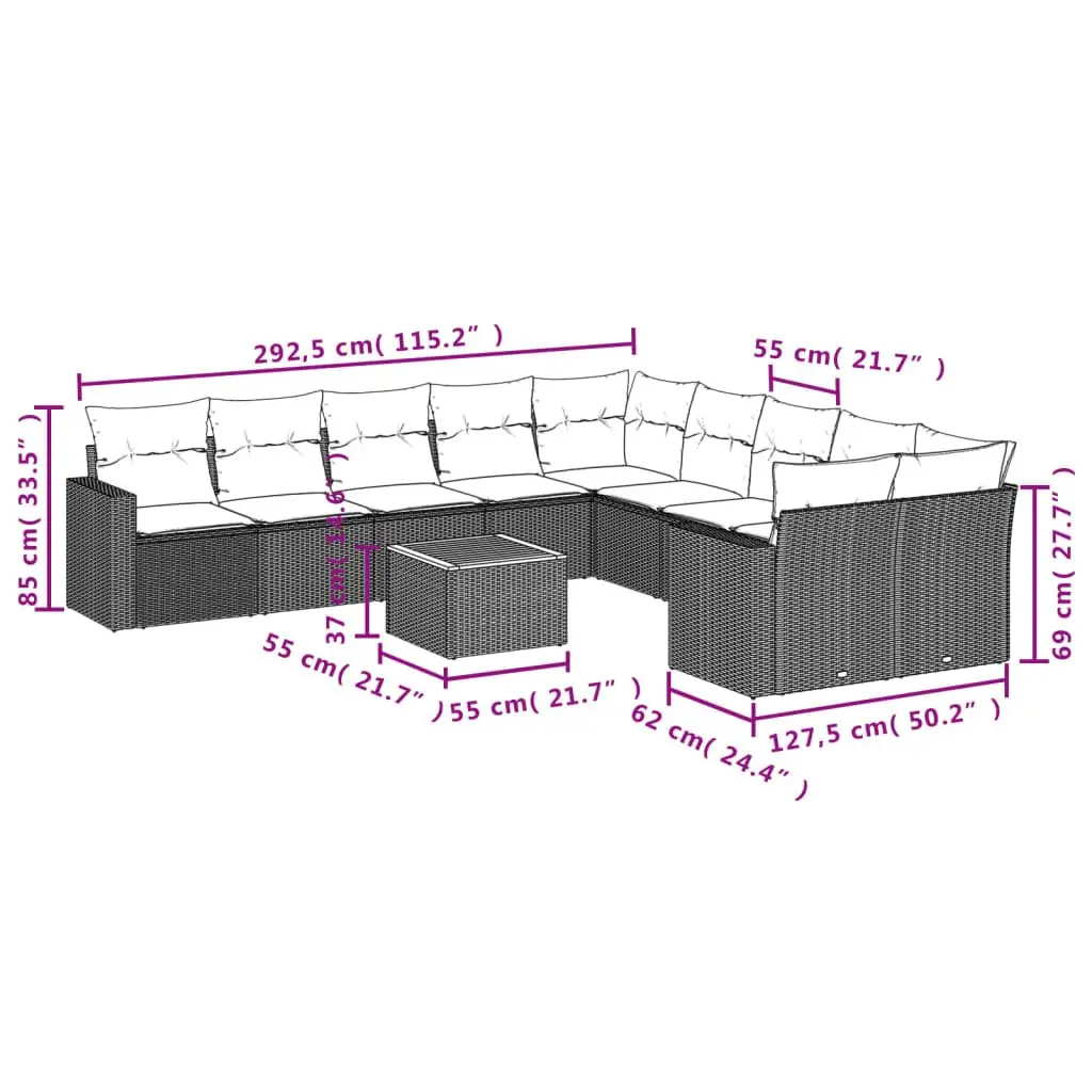11-Piece Garden Sofa Set for Relaxing Outdoors