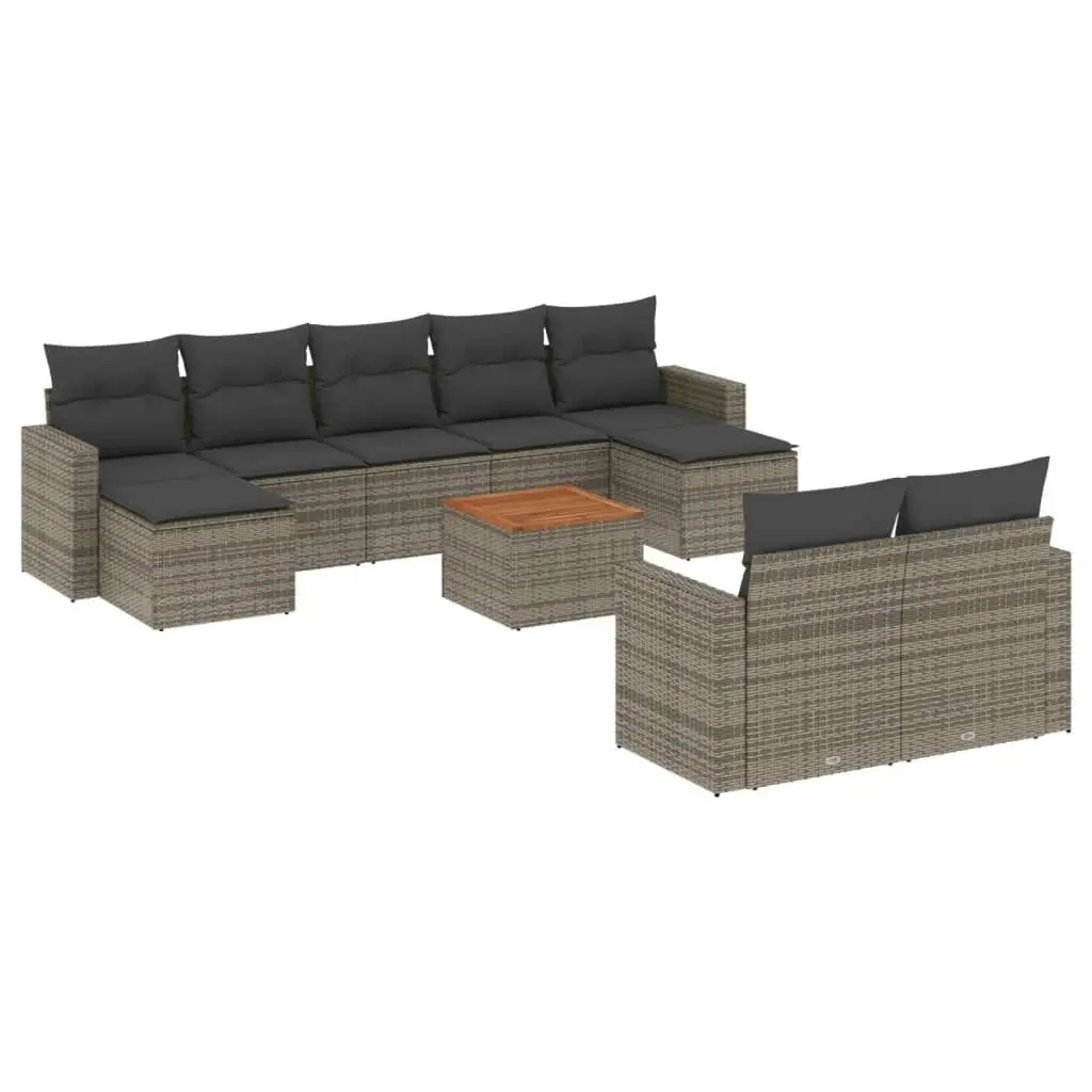 Garden Sofa Set PE Rattan 10 Piece Modular Outdoor Furniture Grey Patio Lounge