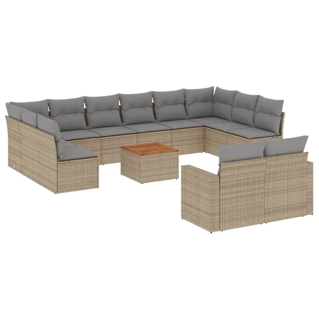 Garden Sofa Set Poly Rattan 13 Piece Outdoor Furniture Patio Lounge Beige