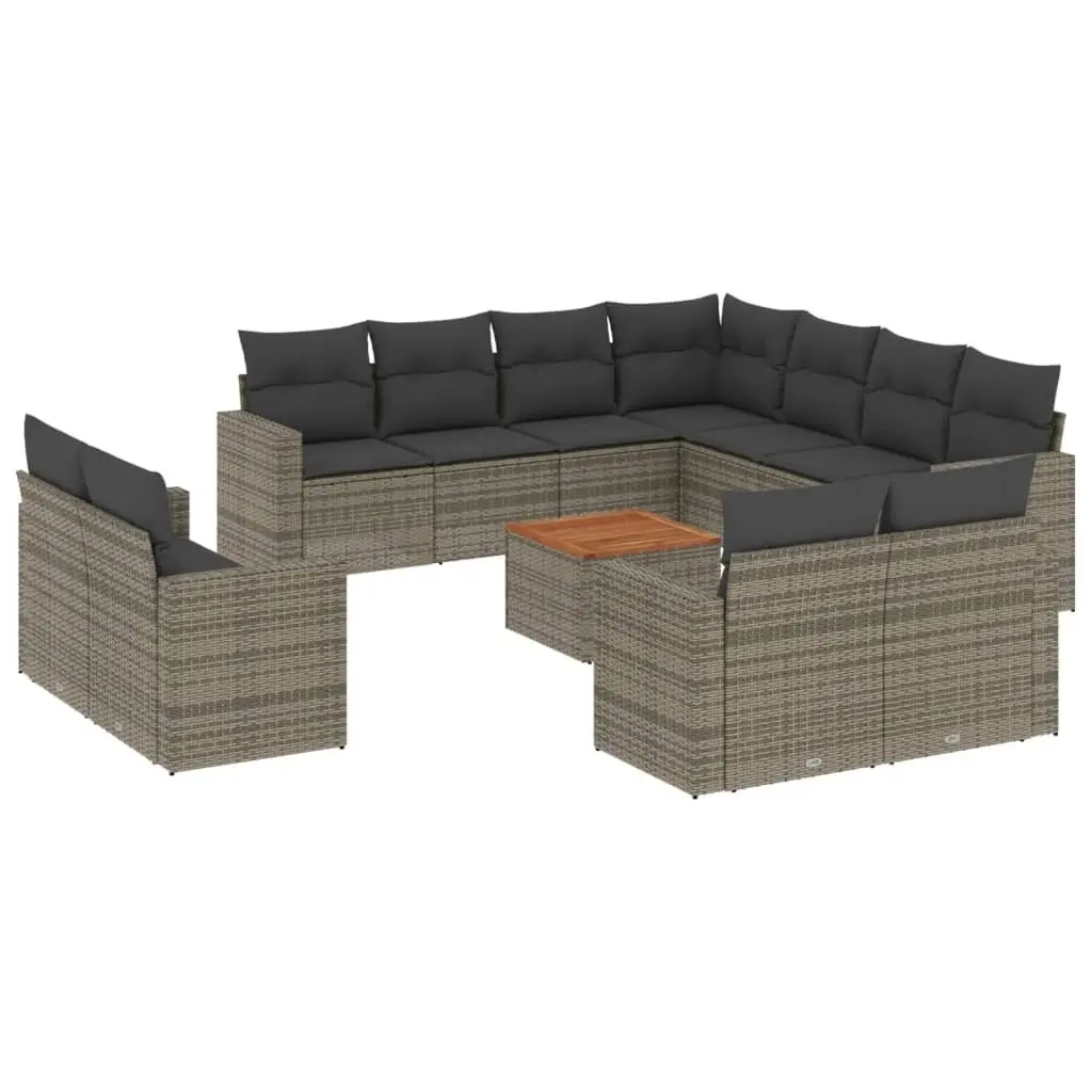 Garden Sofa Set Grey PE Rattan 12 Piece Modular Outdoor Furniture