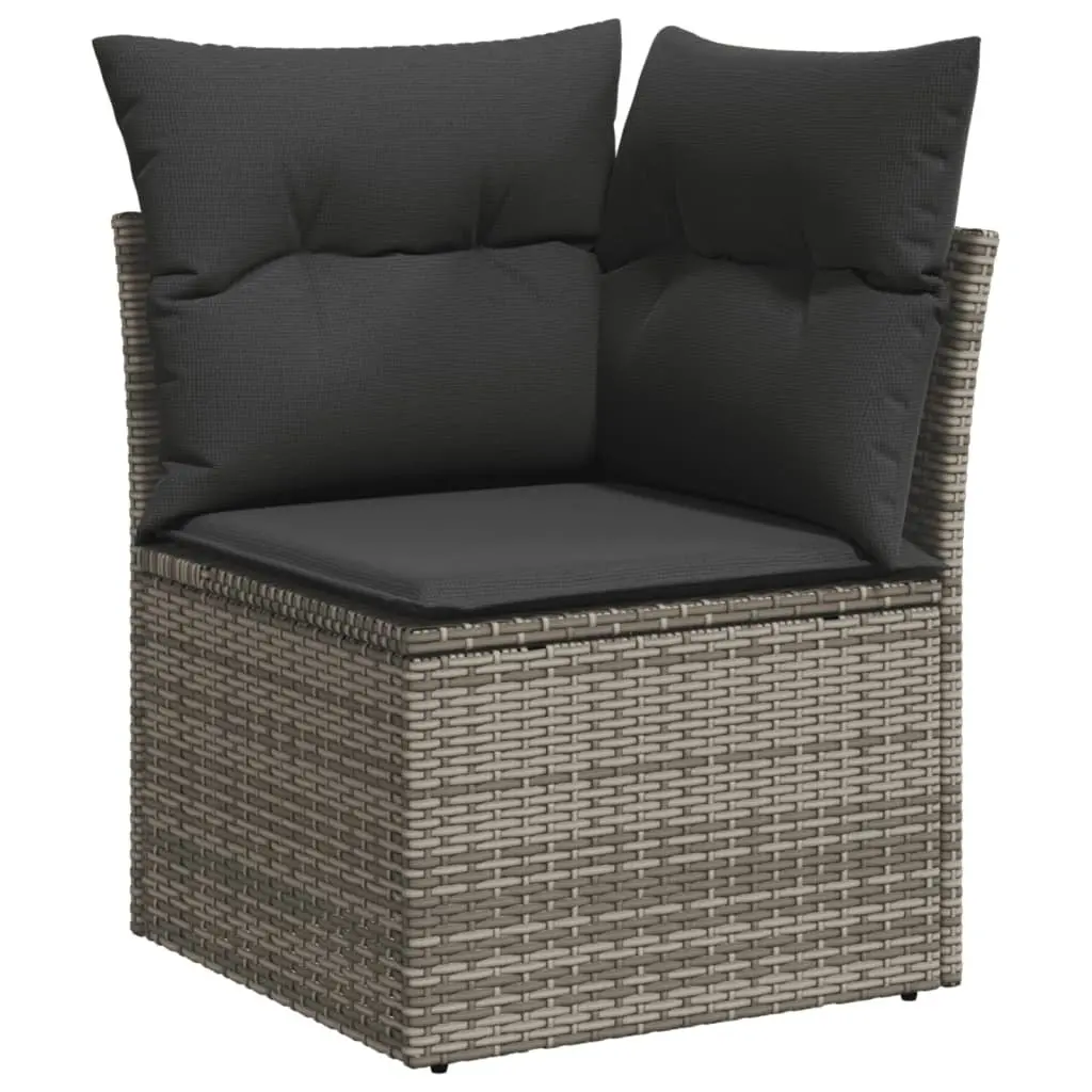 10-Piece Garden Sofa Set Outdoor Patio Furniture Poly Rattan Grey with Storage