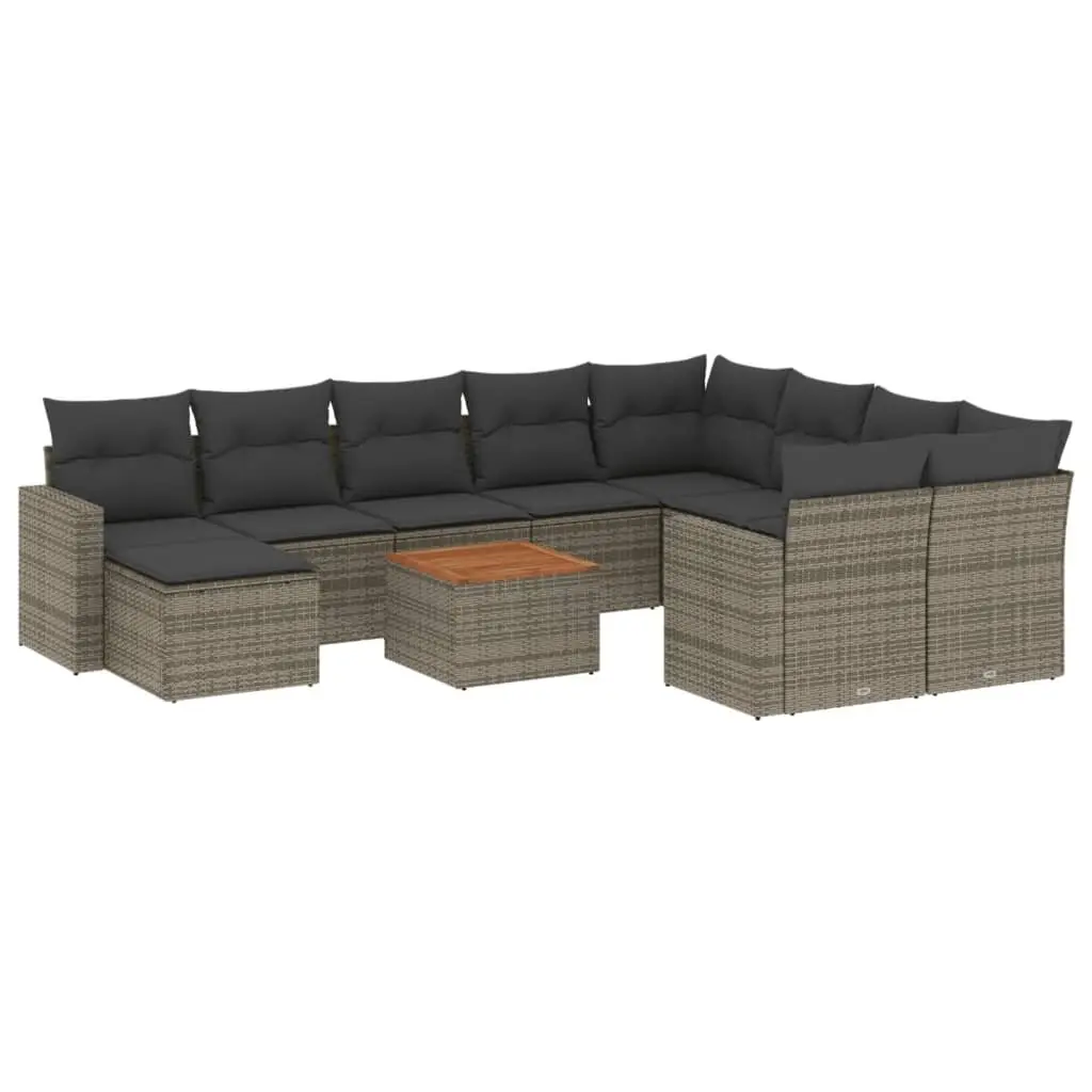 Garden Sofa Set 11 Piece Grey Poly Rattan Outdoor Furniture Patio Lounge Modular