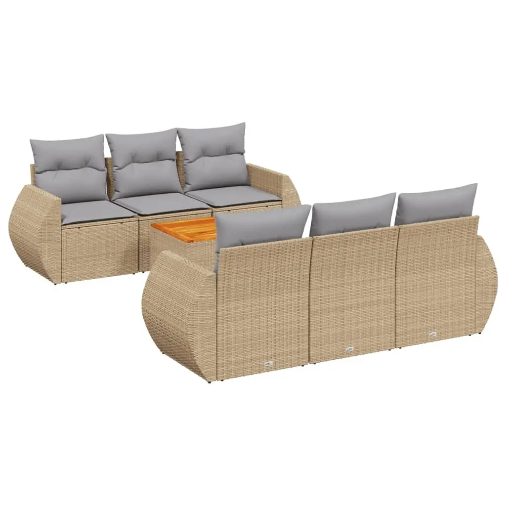Outdoor Garden Sofa Set 7 Piece Patio Furniture with Cushions Storage Beige