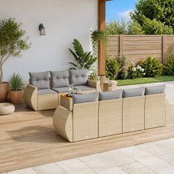8-Piece Outdoor Garden Sofa Set in Beige