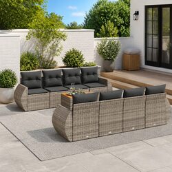 Flexible 9-Piece Garden Sofa Set Grey with Storage Bags