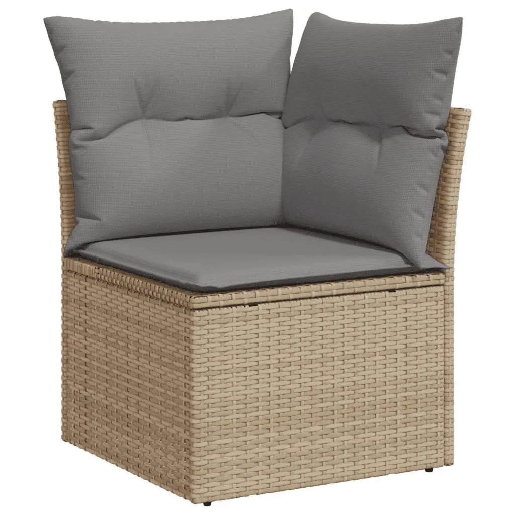 6 Piece Garden Sofa Set with Cushions Beige Poly Rattan Patio Furniture