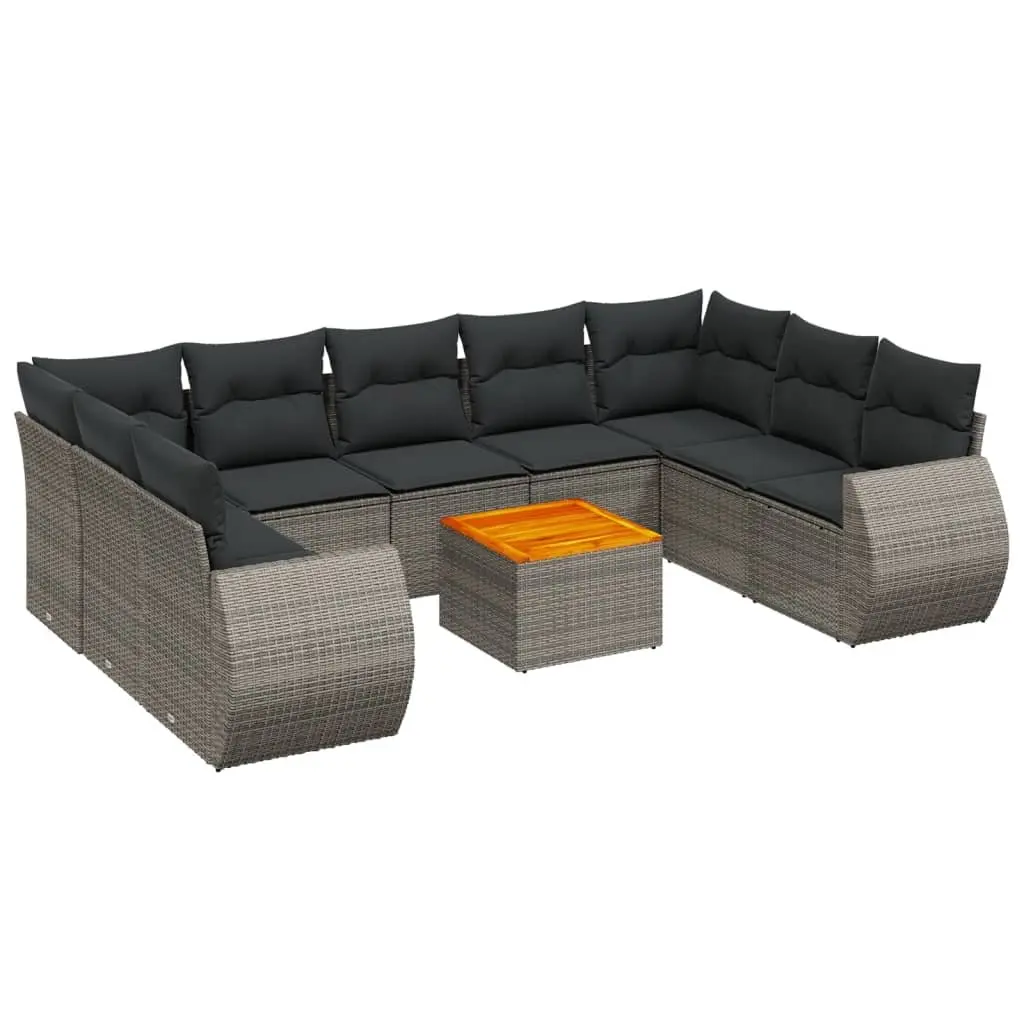 Garden Sofa Set 10 Piece Outdoor Furniture Grey Poly Rattan Patio Seating