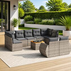 Practical 10-Piece Sofa Set for Relaxing Outdoors