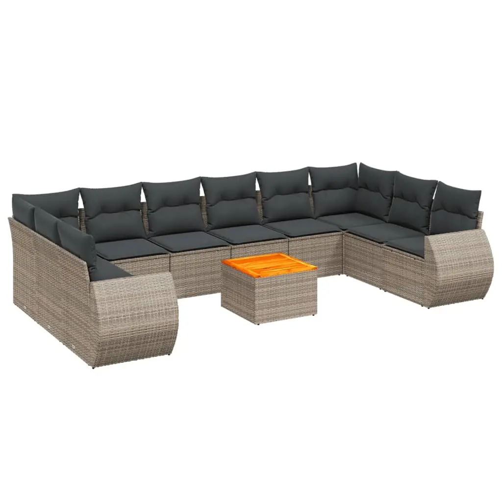 Garden Sofa Set 11 Piece Outdoor Furniture Grey Poly Rattan Modular Patio