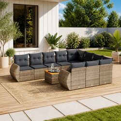 Versatile 11 Piece Grey Outdoor Sofa Set for Your Home