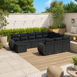 Practical 11-Piece Black Garden Sofa Set for Any Home