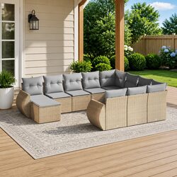 Practical 11-Piece Outdoor Sofa Set with Storage Options