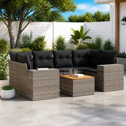 Practical 7 Piece Grey Garden Sofa Set for Any Home
