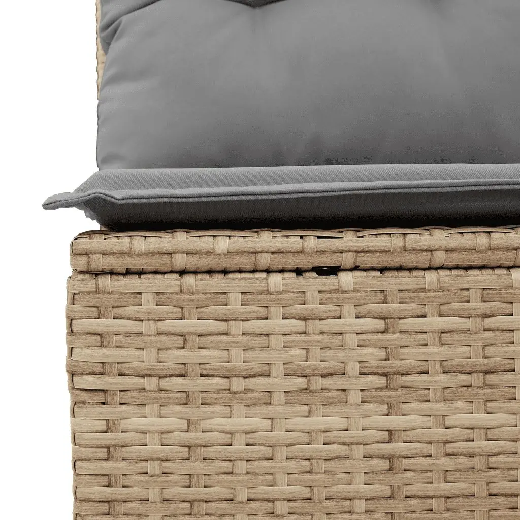 9 Piece Garden Sofa Set PE Rattan with Acacia Wood Table Top Beige Outdoor Patio Furniture with Cushions