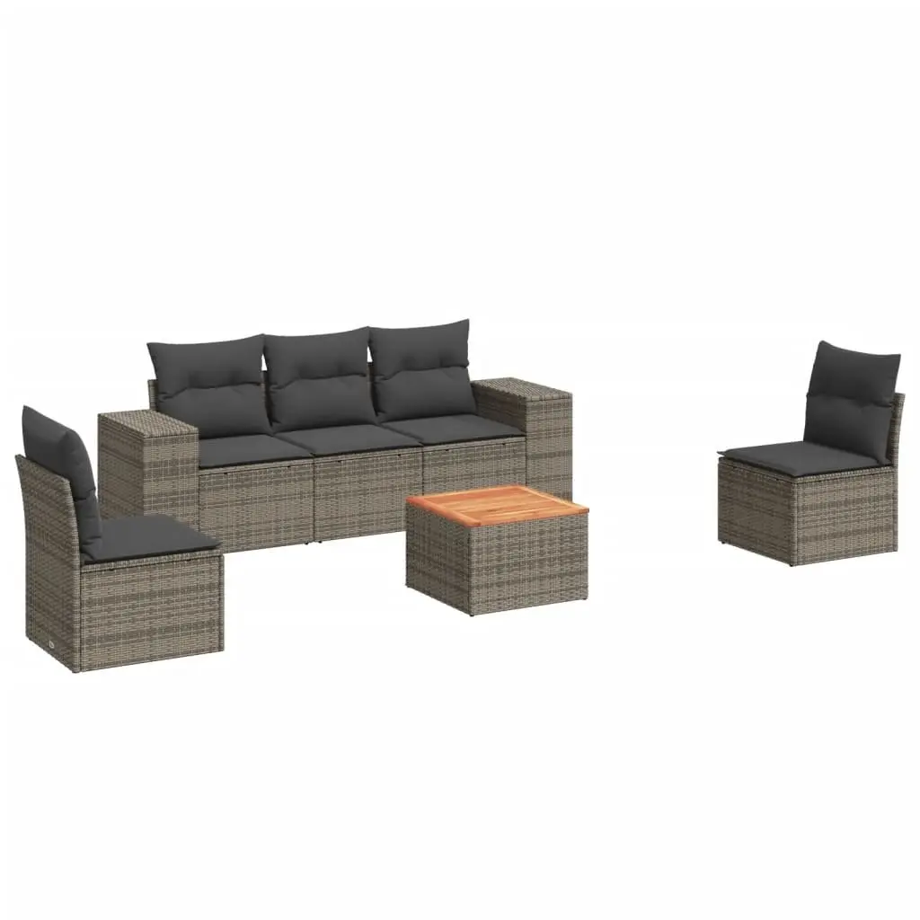 Garden Sofa Set Modular PE Poly Rattan 6 Piece Outdoor Furniture Grey